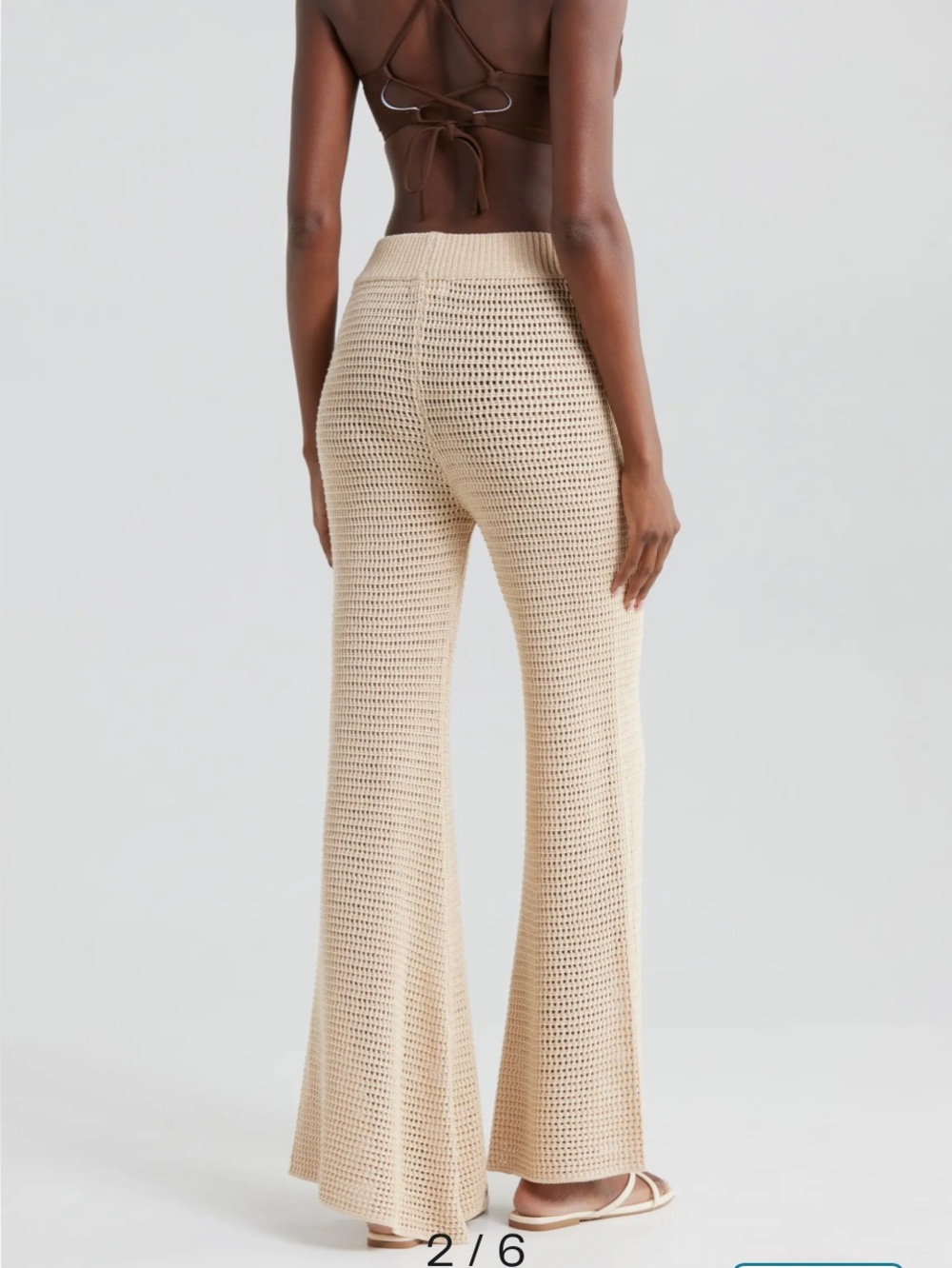 Elan Tan Crochet Wide-Leg Pants perfect for over your swimsuit - Picture 2 of 10